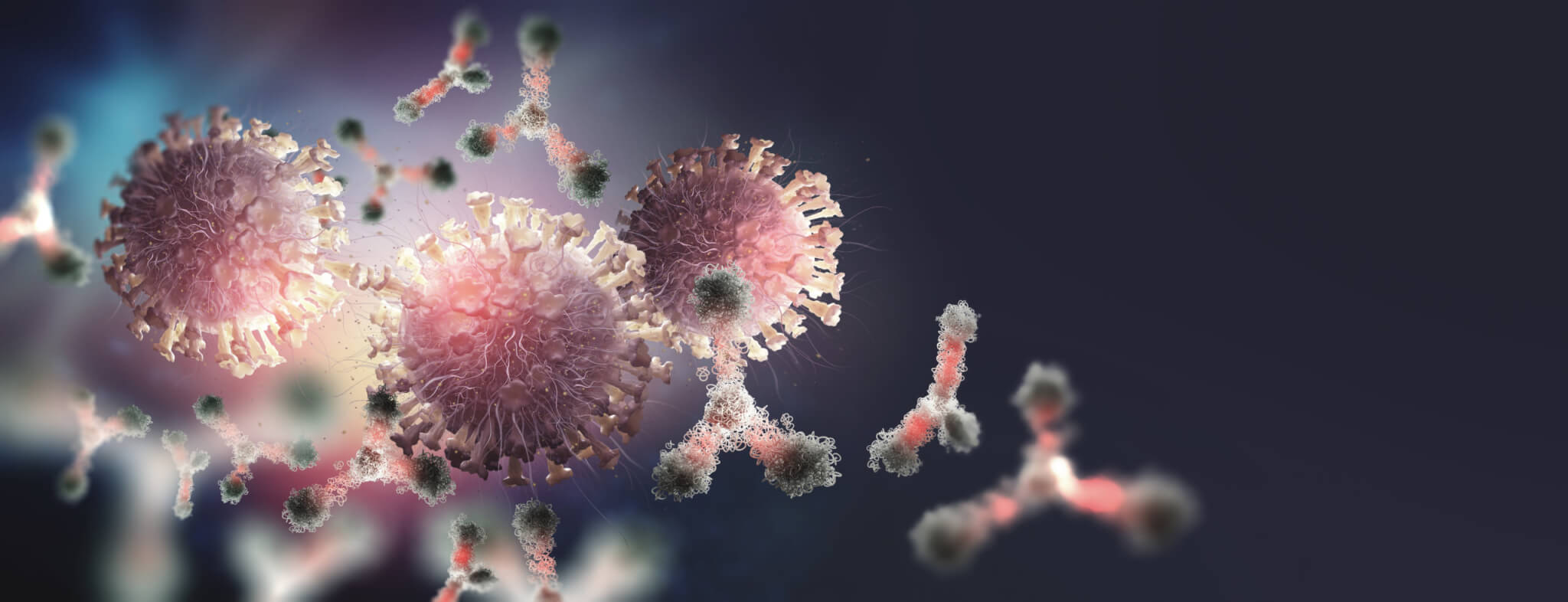Virus,Under,Microscope.,Antibodies,And,Viral,Infection.,Immune,Defense,Of